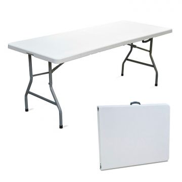 Camping - Tavolino pieghevole da campeggio con maniglia 122x61xH74 cm Brixo Bianco