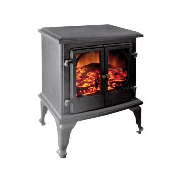 Niklas Vulcano - Stufa elettrica effetto fuoco vivo 2000W Niklas Grigio cenere