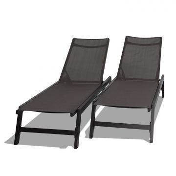 Nilo - Set di 2 lettini prendisole di design in alluminio e textilene Frankystar 