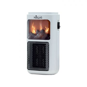 Niklas Plug-In Fuego - Termoventilatore ceramico effetto fuoco vivo 400 W Niklas Bianco
