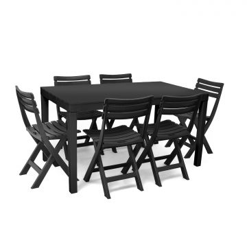 Sumatra + Club - Set Da Pranzo Per Esterni 6 Posti-Antracite Progarden Antracite